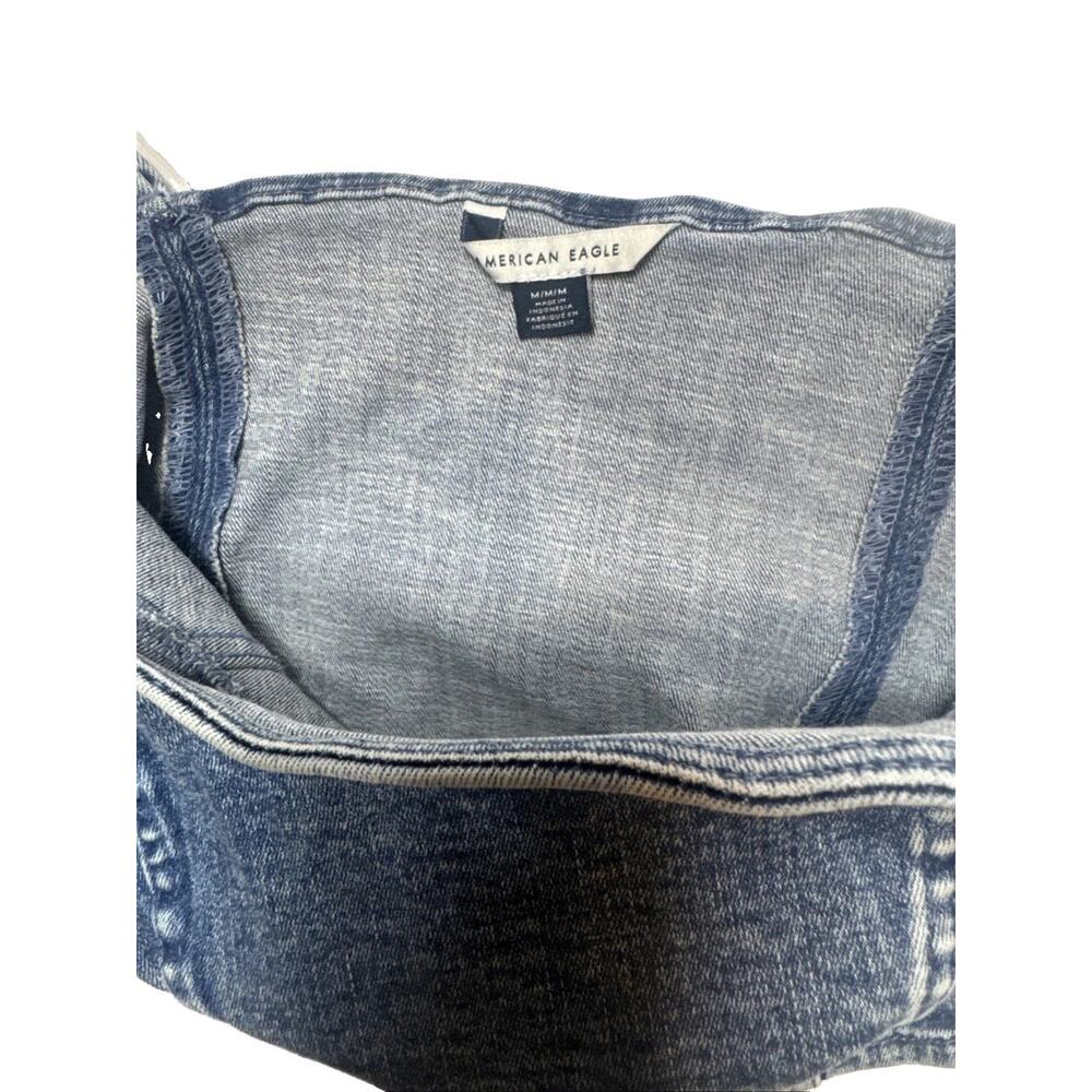 American Eagle Denim Crop Top Corset Style Stretchy Adjustable Womens Medium - Picture 5 of 5